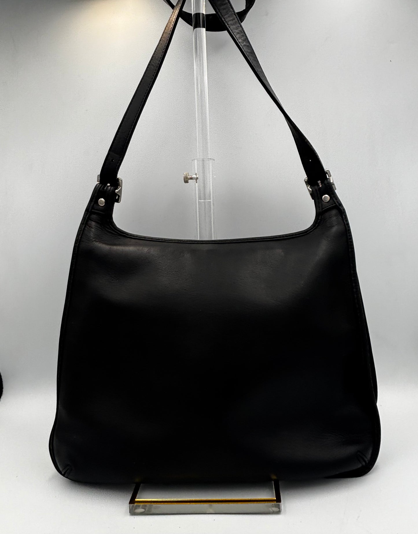 Vintage Coach 9134 Slim Hippie Flap Bag | Black Glove Tanned Leather Shoulder Purse | 1999 Costa Rica