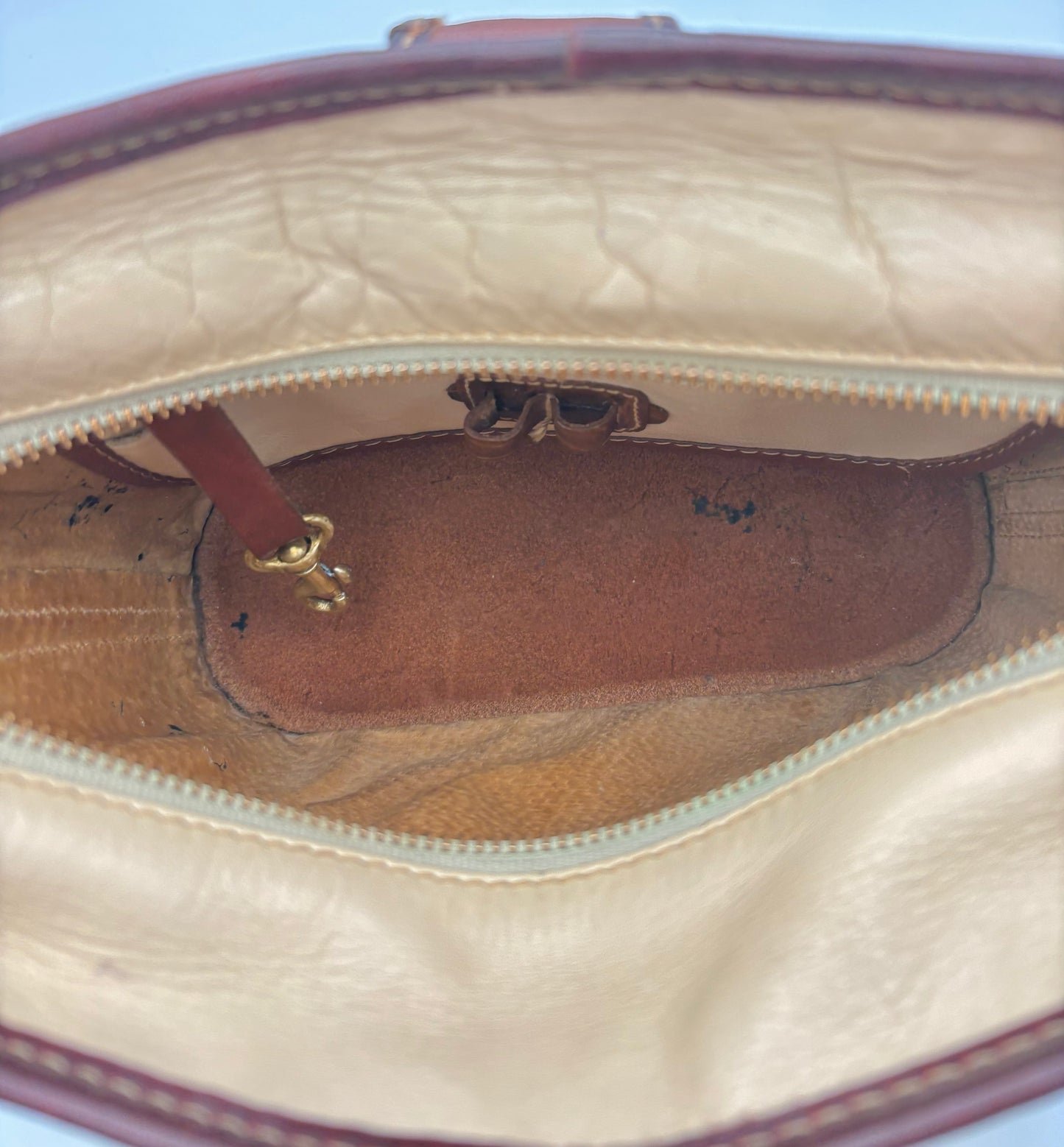 Vintage Brahmin Handbag | Leather Crossbody | Brown Beige Croc Embossed Purse