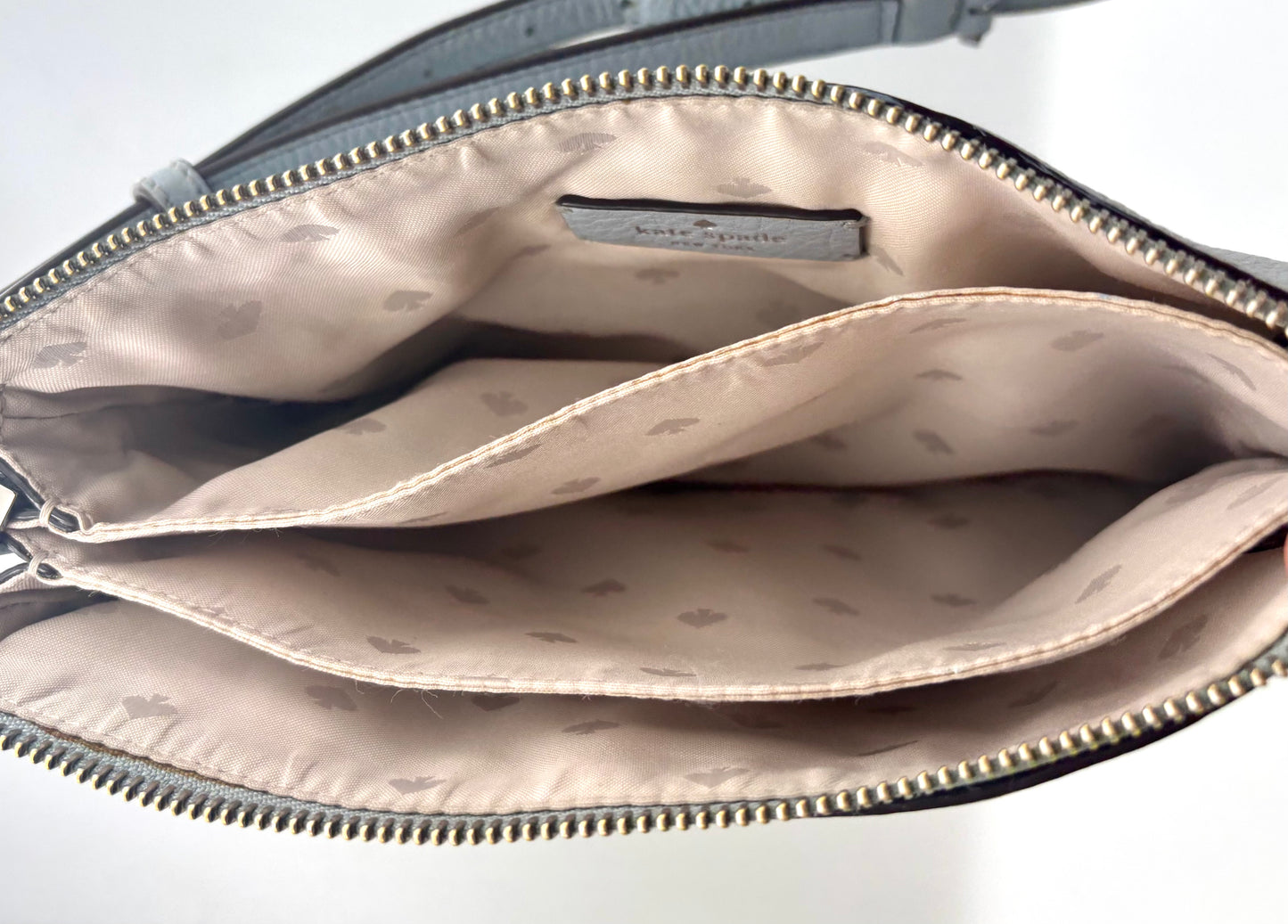 Kate Spade Leather Crossbody | Blue Leila Triple Gusset | Designer Purse | Women's Pebbled Leather Bag