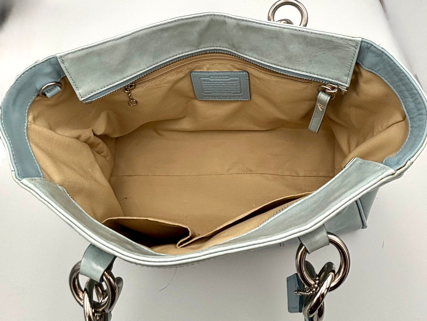 Coach Y2K Gallery Tote | Blue Leather Shoulder Bag | Vintage East West Purse