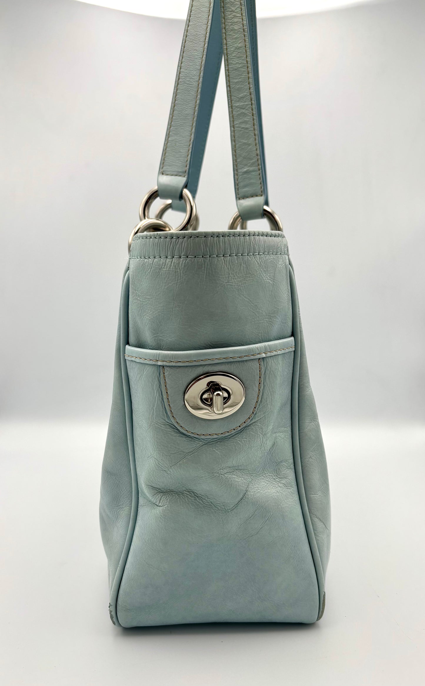 Coach Y2K Gallery Tote | Blue Leather Shoulder Bag | Vintage East West Purse