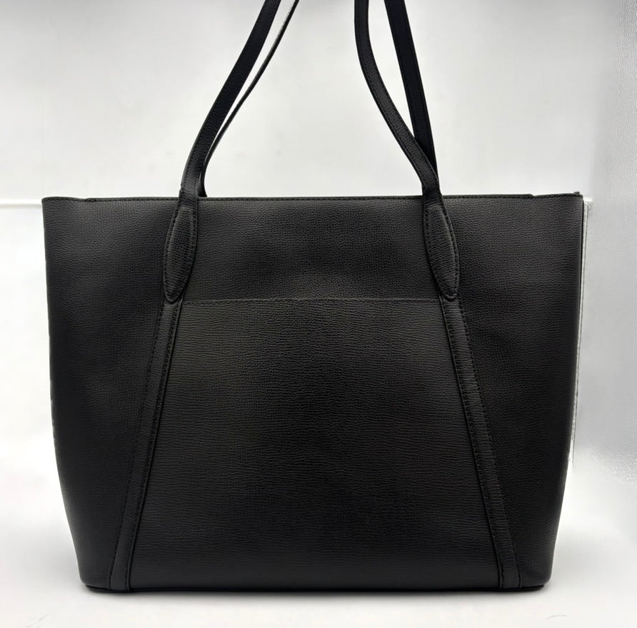 Kate Spade Black Leather Tote | Womens Large Shoulder Bag | Genuine Crossgrain Leather | Designer Everyday Handbag