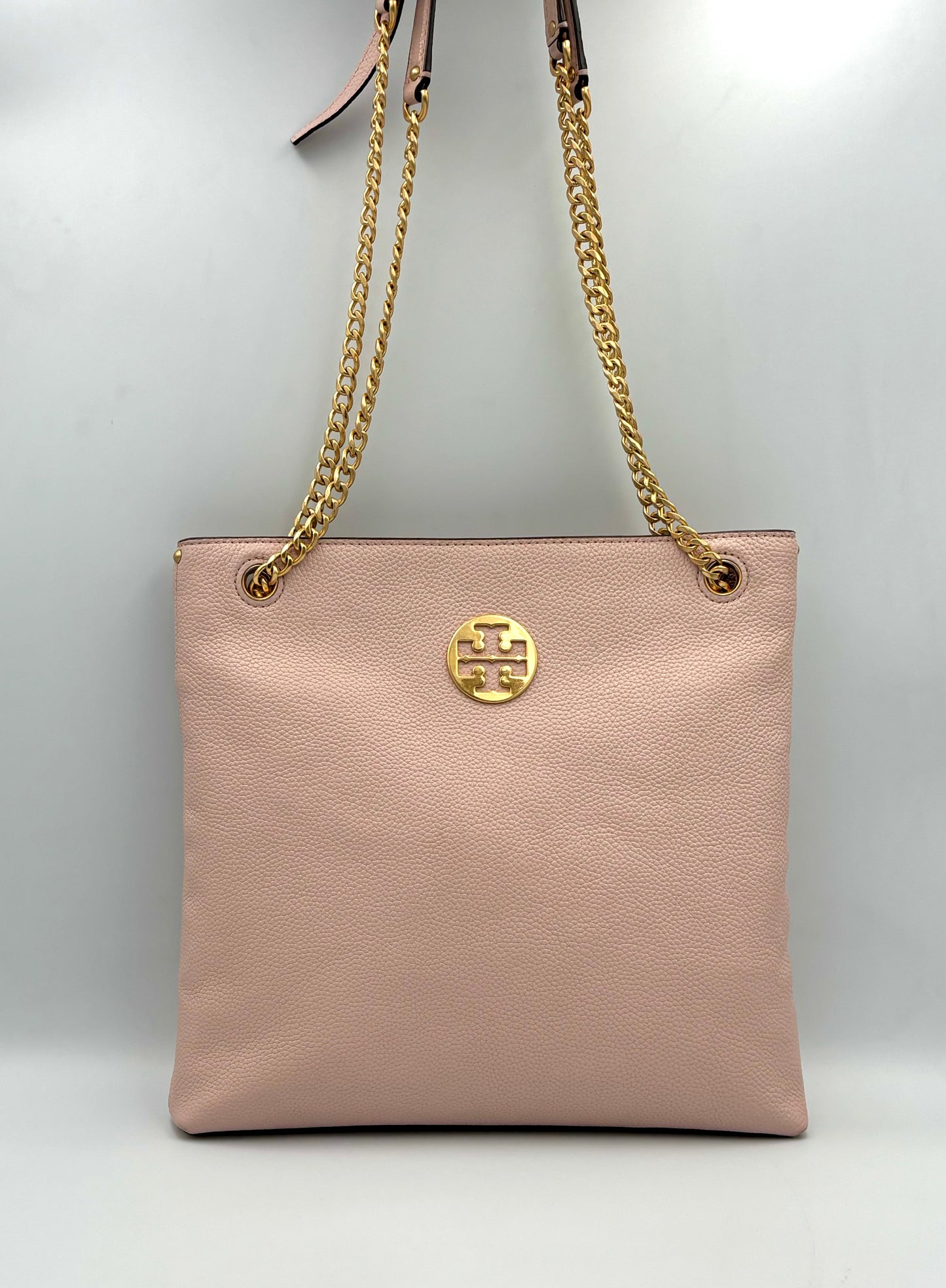 Tory Burch Everly Swingpack | Blush Pink Pebbled Leather | Gold Chain | Authentic Crossbody Bag