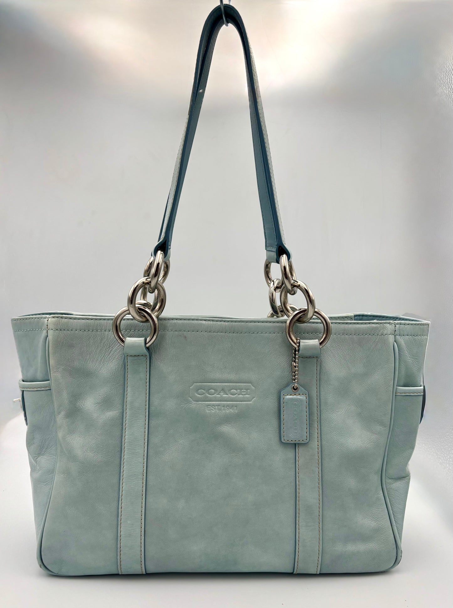 Coach Y2K Gallery Tote | Blue Leather Shoulder Bag | Vintage East West Purse