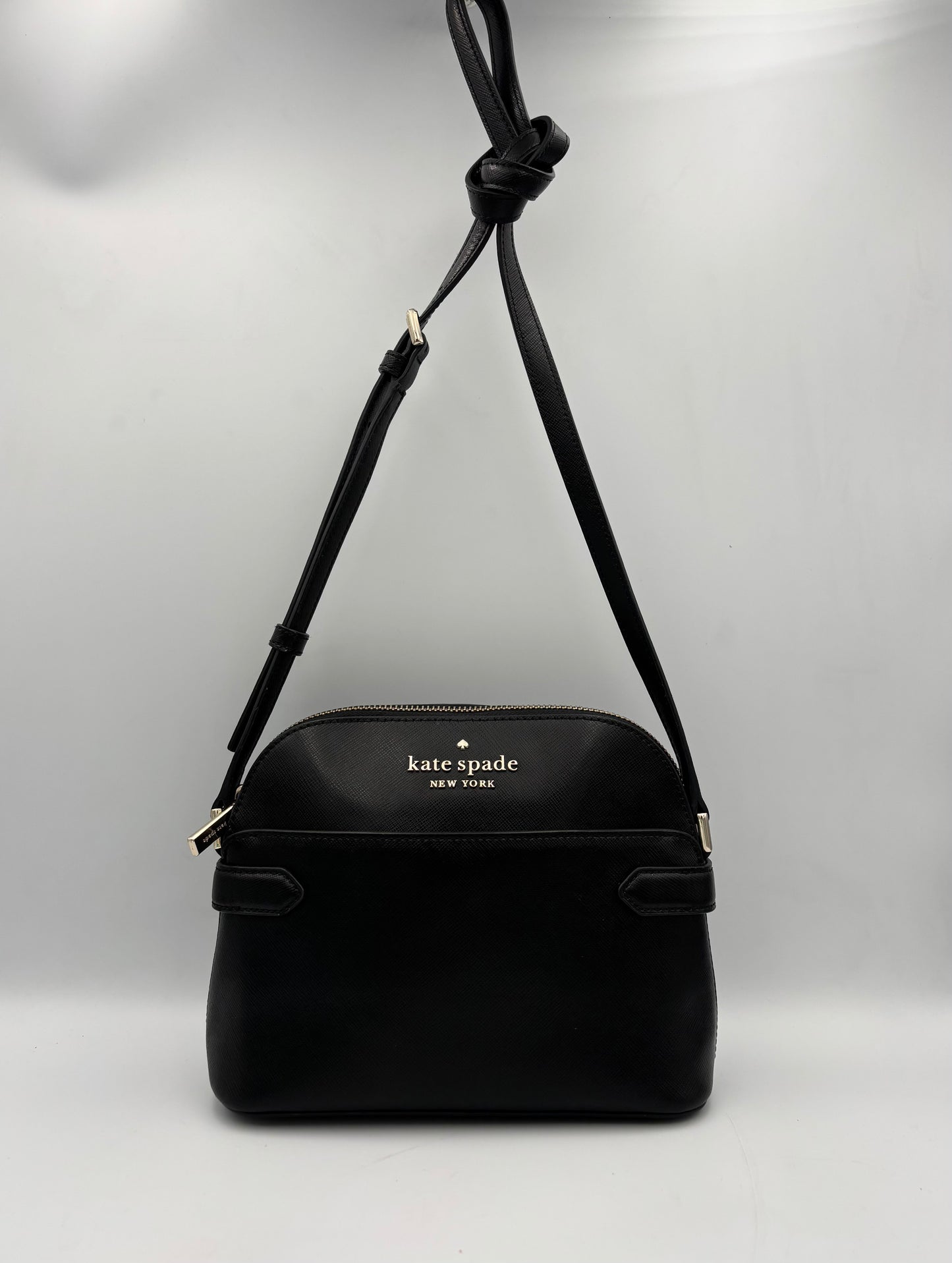 Kate Spade Staci Black Domed Crossbody Bag | Saffiano Leather Camera Purse | Minimalist Shoulder Bag | Everyday Gift for Her