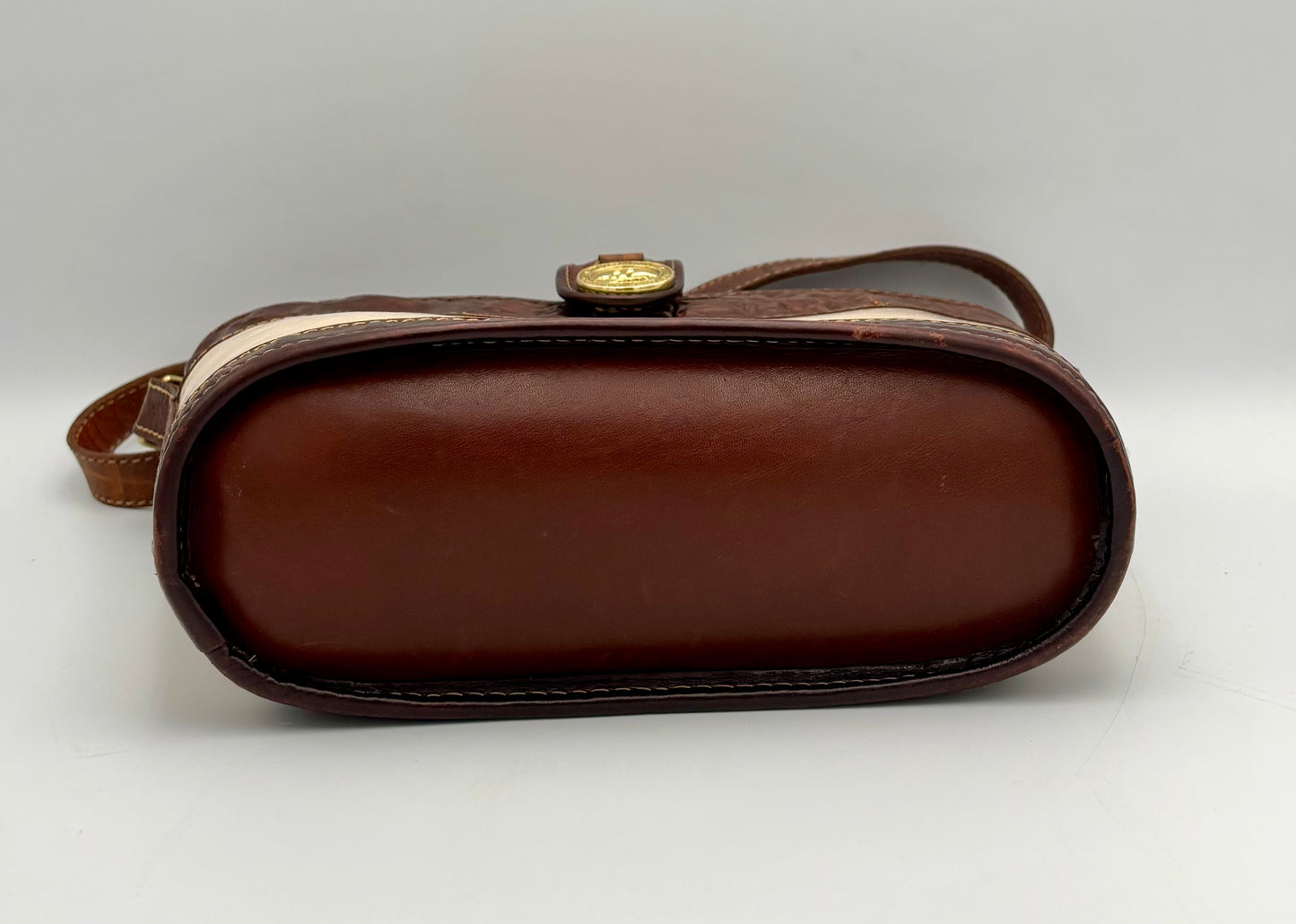 Vintage Brahmin Handbag | Leather Crossbody | Brown Beige Croc Embossed Purse