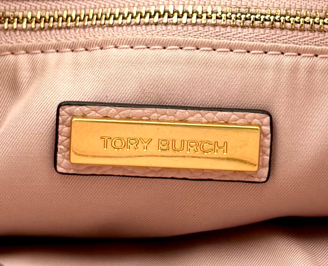Tory Burch Everly Swingpack | Blush Pink Pebbled Leather | Gold Chain | Authentic Crossbody Bag