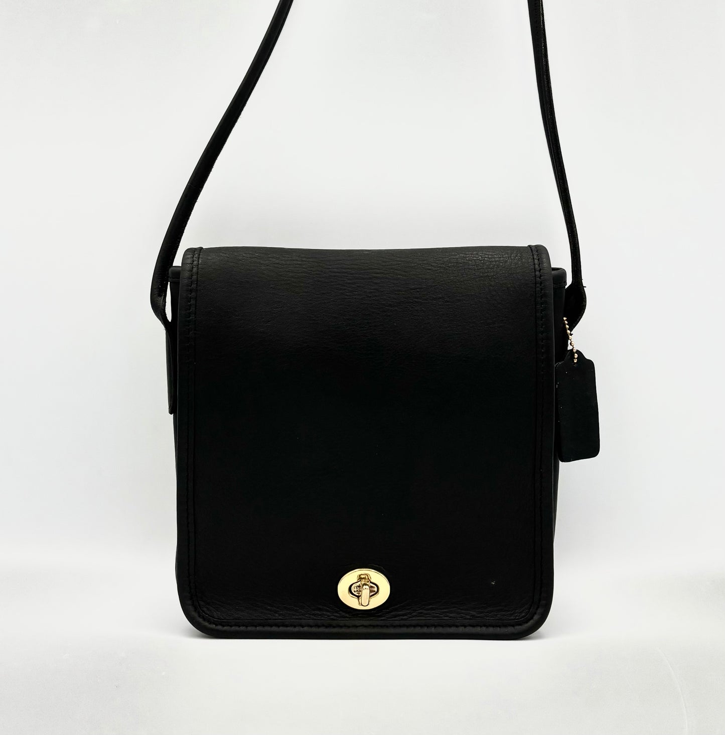 Coach 9620 Black Leather Compact Pouch | Vintage 90s Crossbody Bag | Made in USA | Minimalist Purse