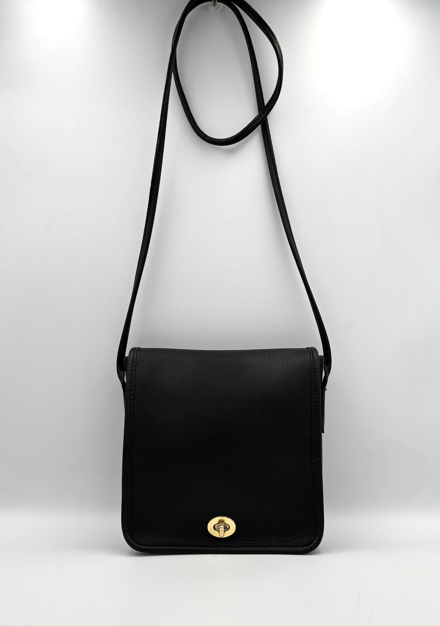 Coach 9620 Black Leather Compact Pouch | Vintage 90s Crossbody Bag | Made in USA | Minimalist Purse