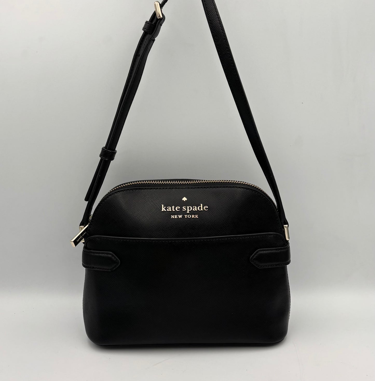 Kate Spade Staci Black Domed Crossbody Bag | Saffiano Leather Camera Purse | Minimalist Shoulder Bag | Everyday Gift for Her