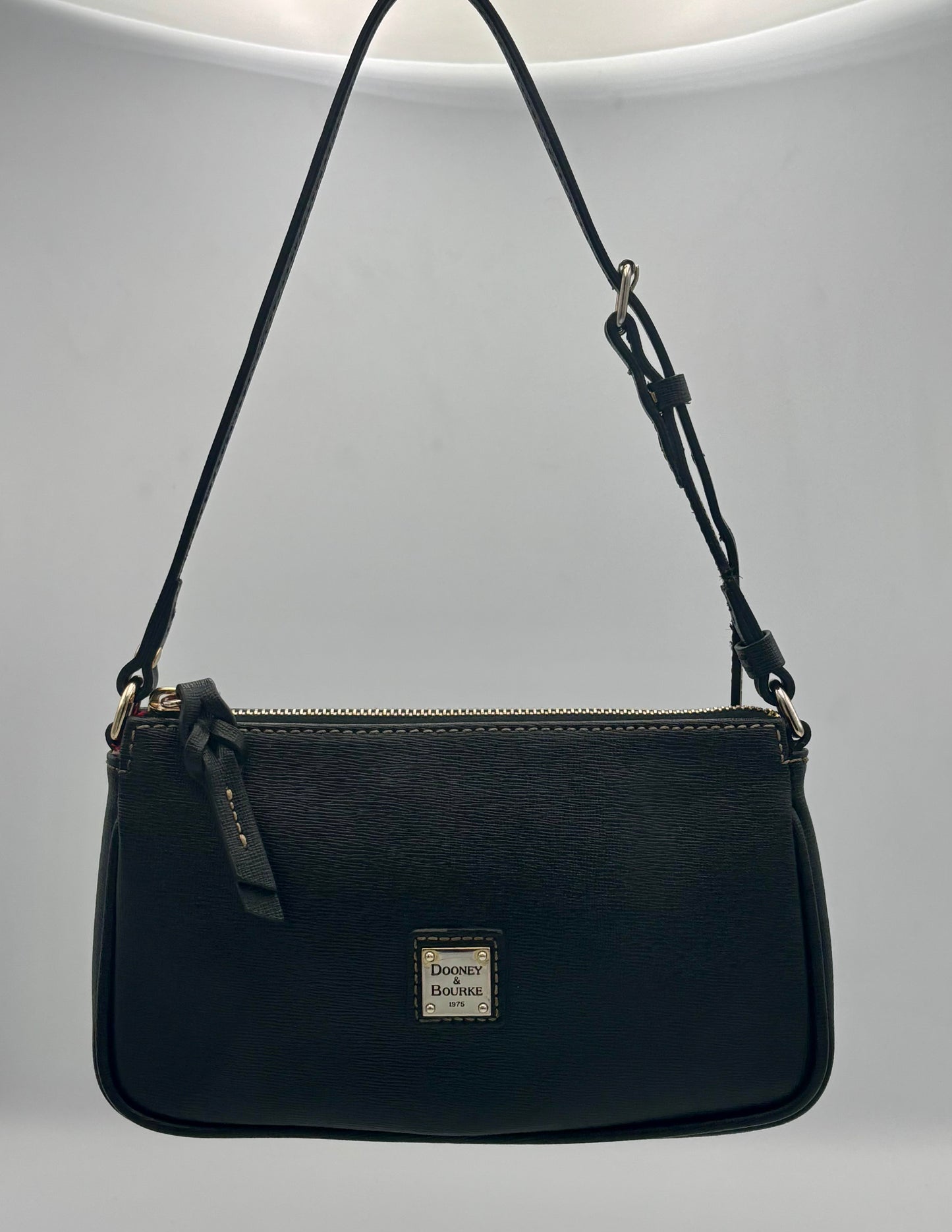 Dooney & Bourke Black Leather Crossbody | Saffiano Mini Shoulder Bag | Small Designer Purse | Going Out Bag | Y2K Style
