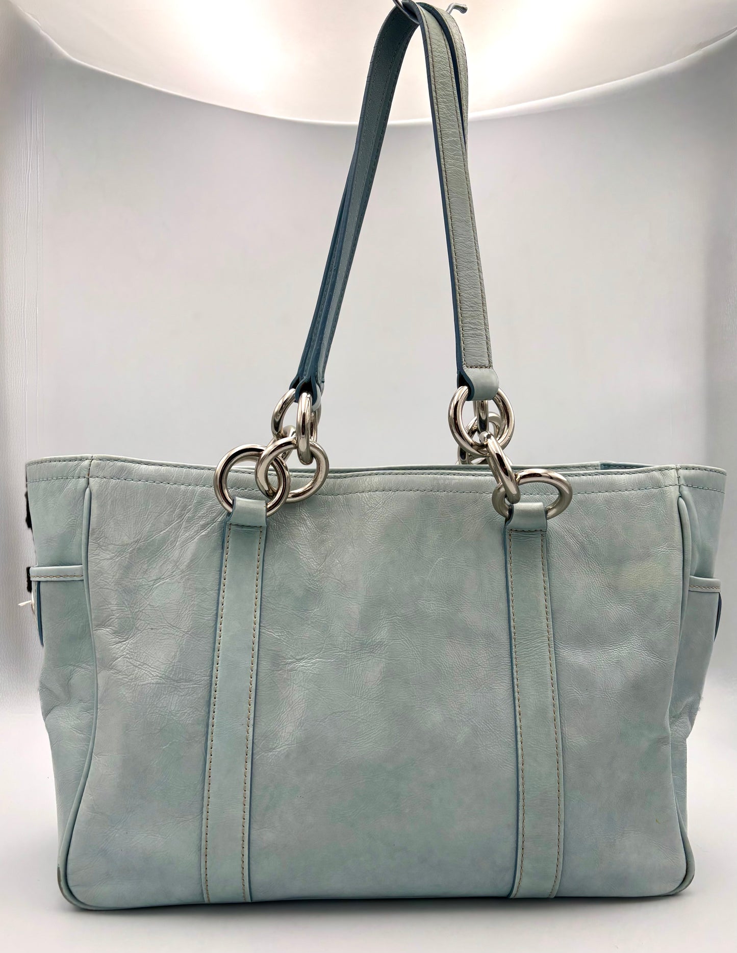 Coach Y2K Gallery Tote | Blue Leather Shoulder Bag | Vintage East West Purse