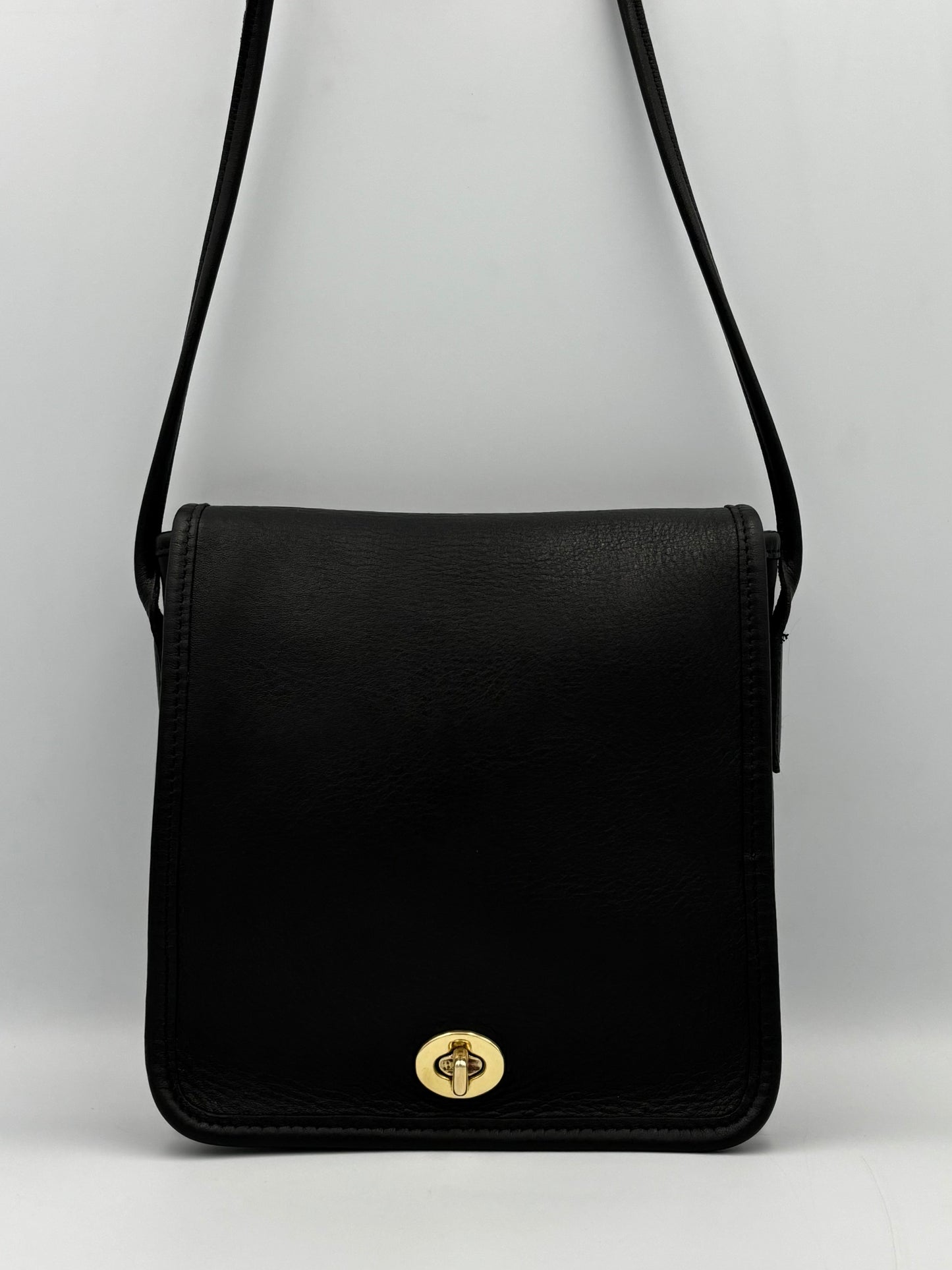 Coach 9620 Black Leather Compact Pouch | Vintage 90s Crossbody Bag | Made in USA | Minimalist Purse