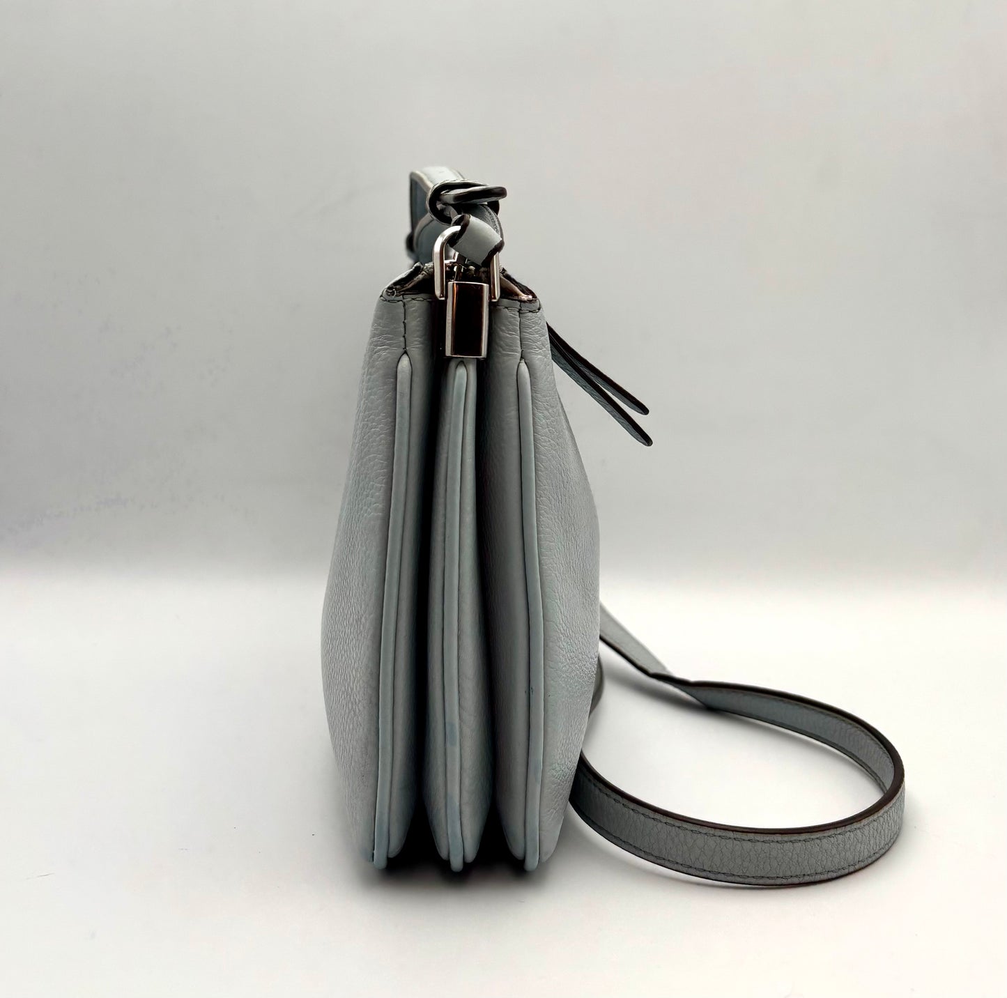 Kate Spade Leather Crossbody | Blue Leila Triple Gusset | Designer Purse | Women's Pebbled Leather Bag
