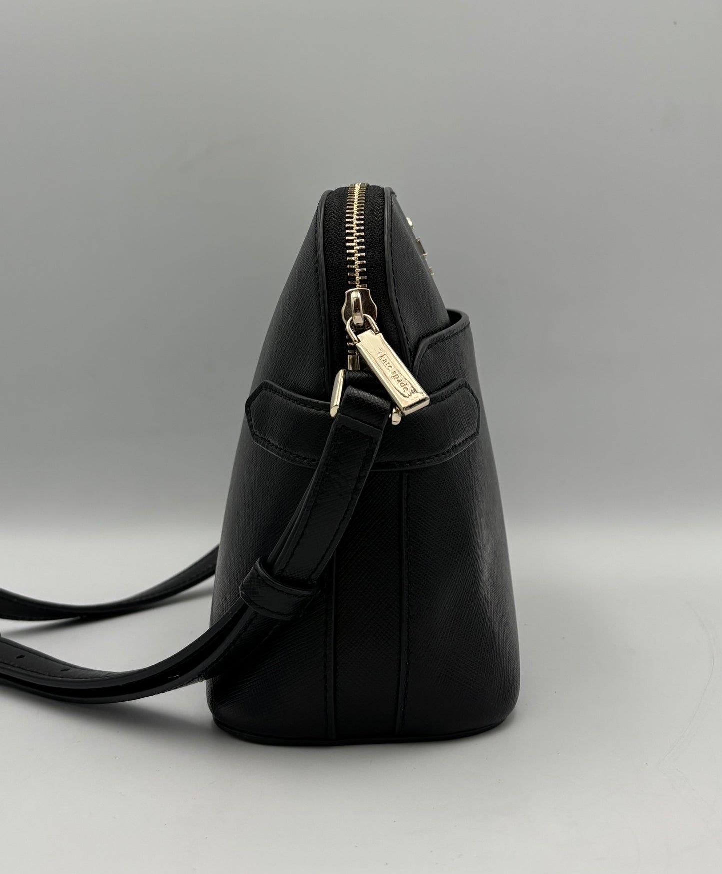 Kate Spade Staci Black Domed Crossbody Bag | Saffiano Leather Camera Purse | Minimalist Shoulder Bag | Everyday Gift for Her