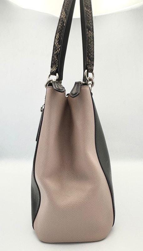 Authentic Coach Women's Christie Black & Pink Carryall Crossgrain Leather Tote - Angelica’s Thrifts