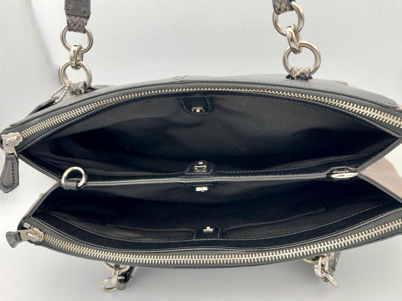 Authentic Coach Women's Christie Black & Pink Carryall Crossgrain Leather Tote - Angelica’s Thrifts