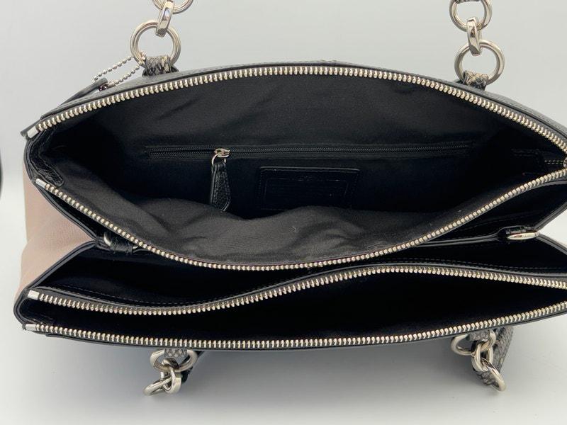 Authentic Coach Women's Christie Black & Pink Carryall Crossgrain Leather Tote - Angelica’s Thrifts