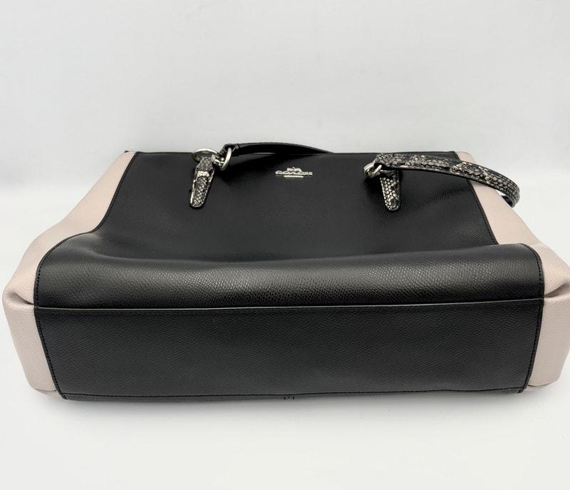 Authentic Coach Women's Christie Black & Pink Carryall Crossgrain Leather Tote - Angelica’s Thrifts