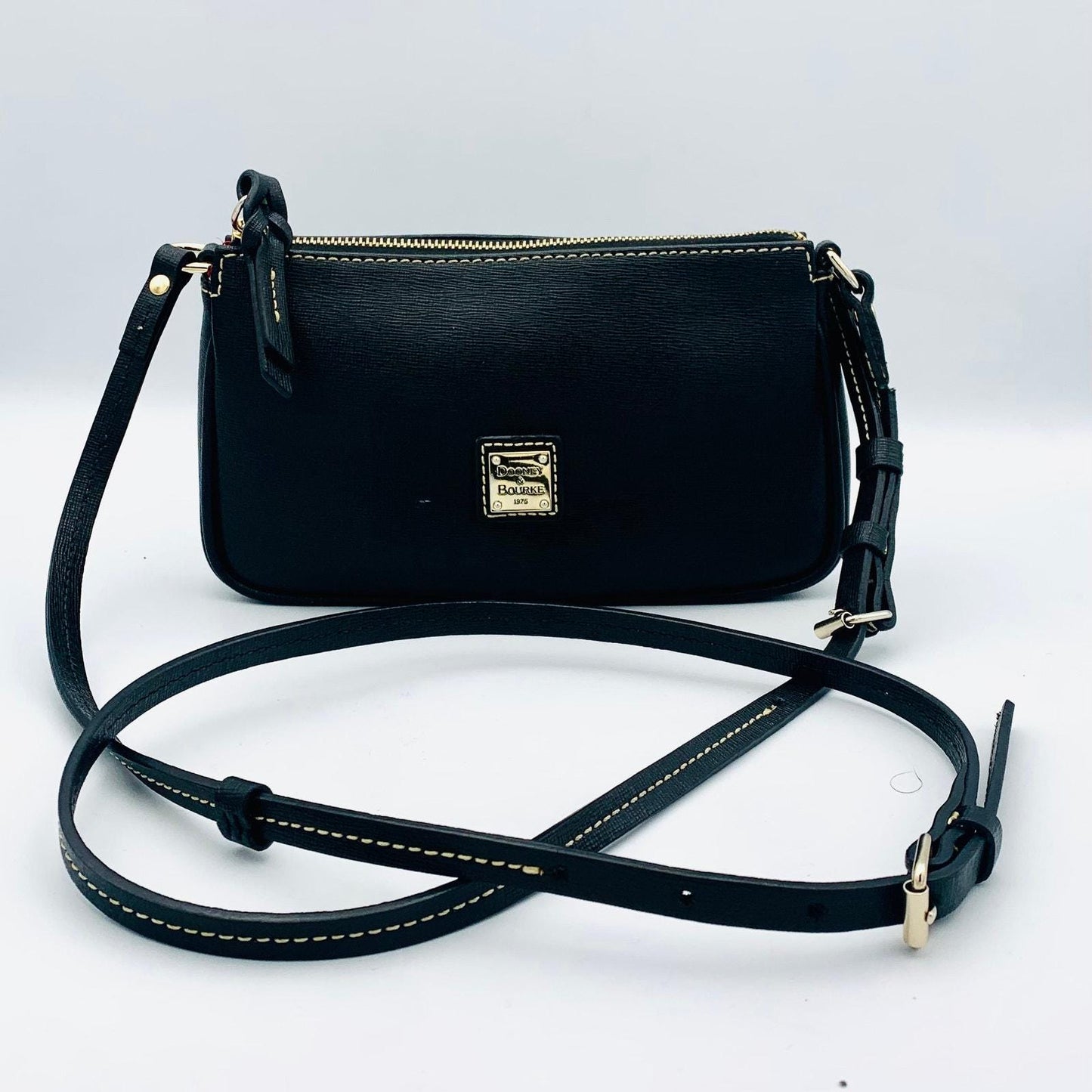 Certified Authentic Dooney & Bourke Black Saffiano Leather Small Crossbody Bag - Angelica’s Thrifts