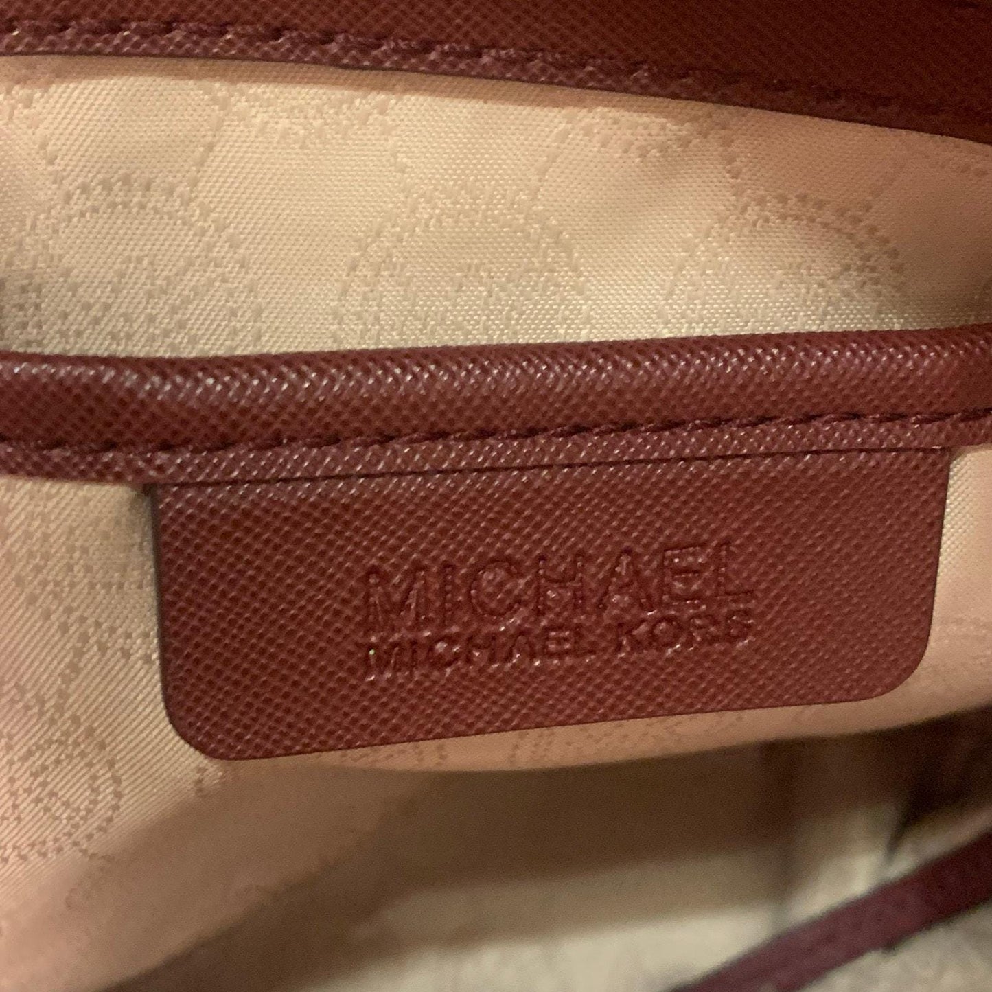 Authenticated Michael Kors Women's Leather Burgundy Large Tote Shoulder Bag