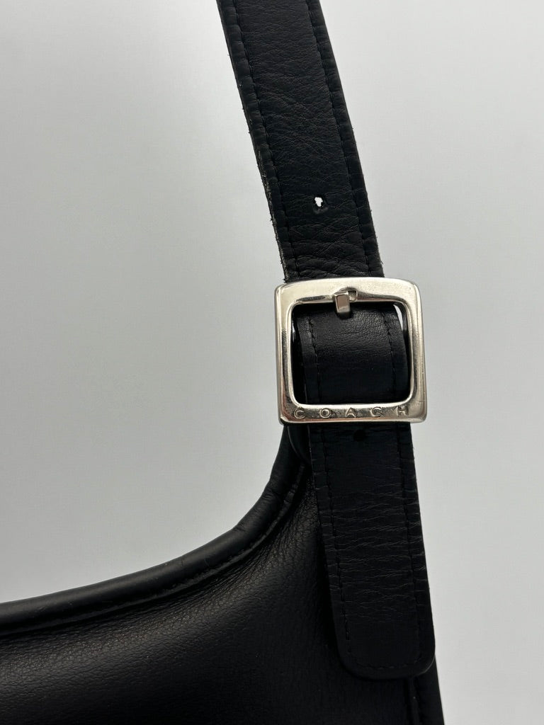 Vintage Coach 9134 Slim Hippie Flap Bag | Black Glove Tanned Leather Shoulder Purse | 1999 Costa Rica