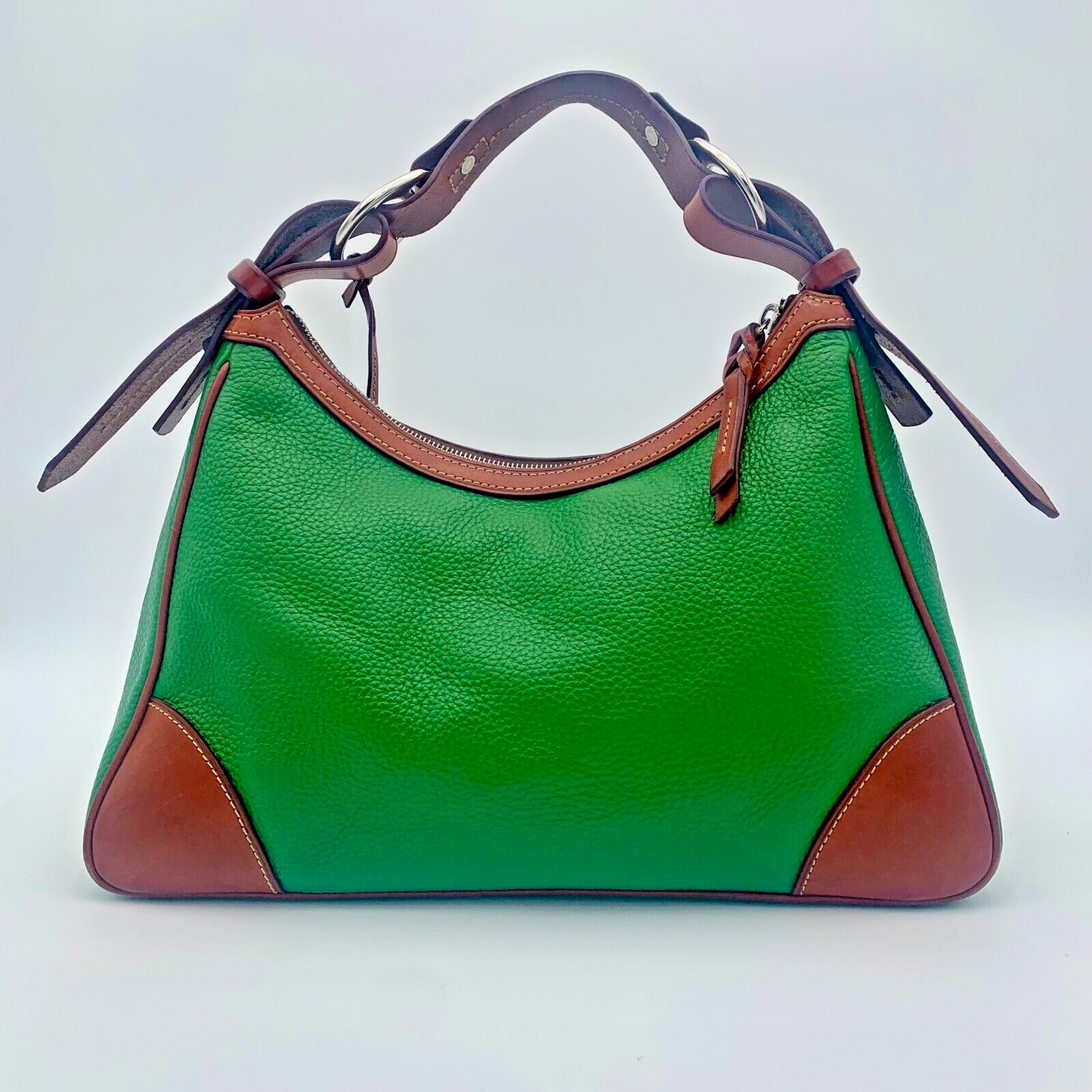 Authentic Dooney & Bourke Vintage Green Leather Harrison Hobo 1975 Anniversary Shoulder Bag