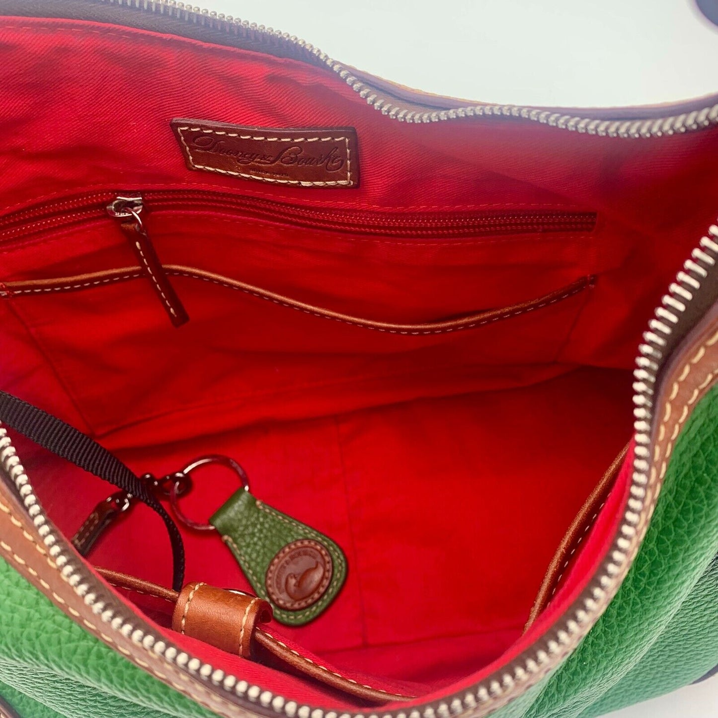 Authentic Dooney & Bourke Vintage Green Leather Harrison Hobo 1975 Anniversary Shoulder Bag