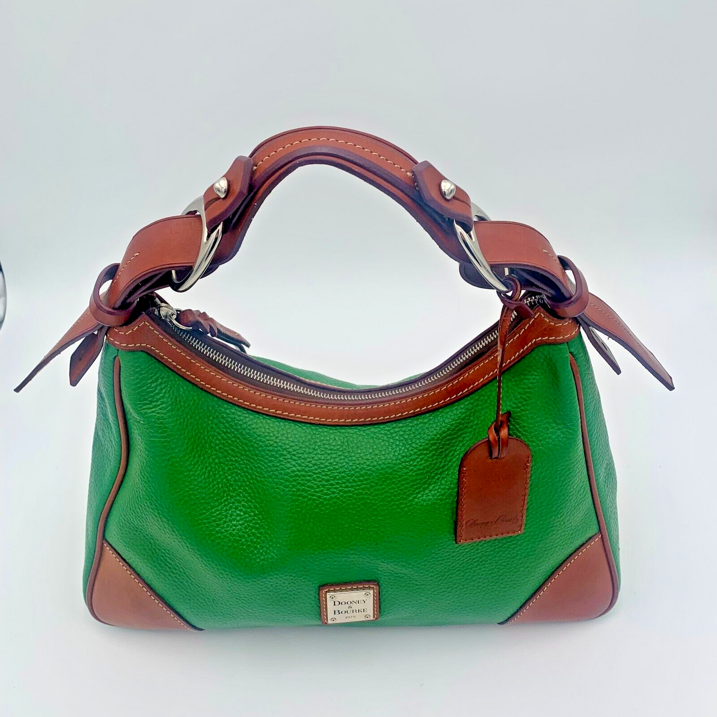 Authentic Dooney & Bourke Vintage Green Leather Harrison Hobo 1975 Anniversary Shoulder Bag