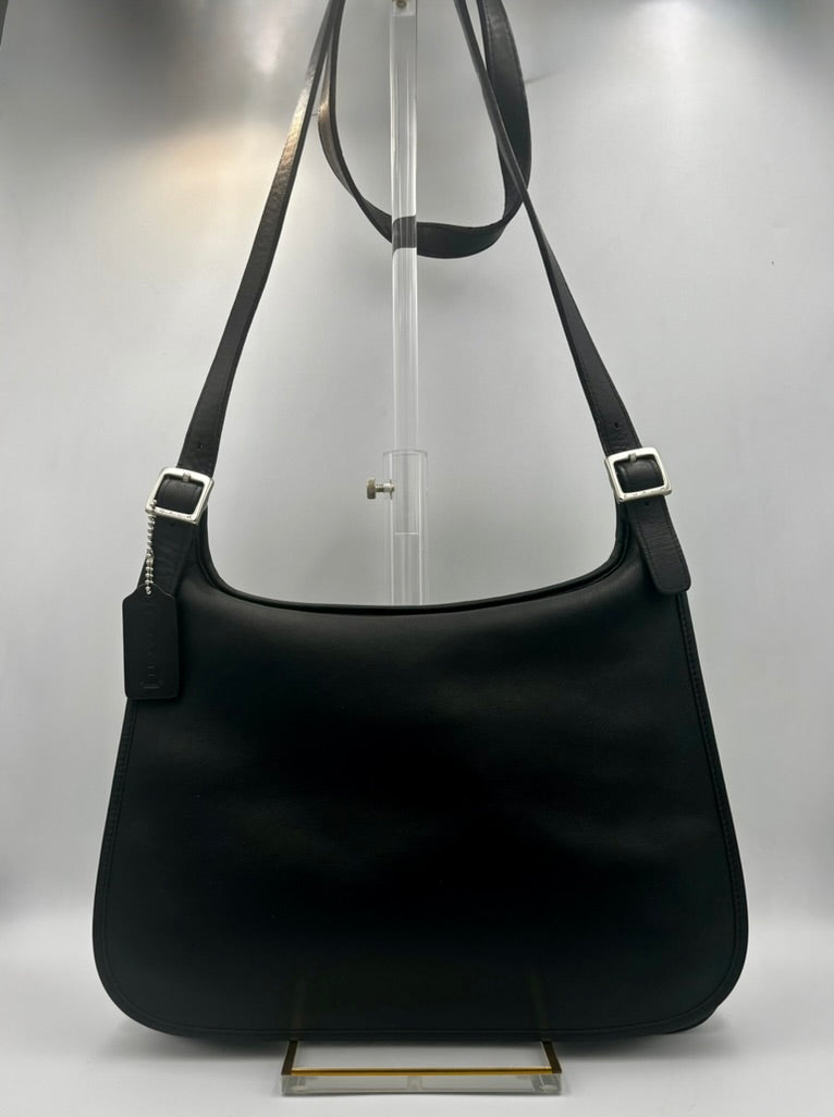 Vintage Coach 9134 Slim Hippie Flap Bag | Black Glove Tanned Leather Shoulder Purse | 1999 Costa Rica