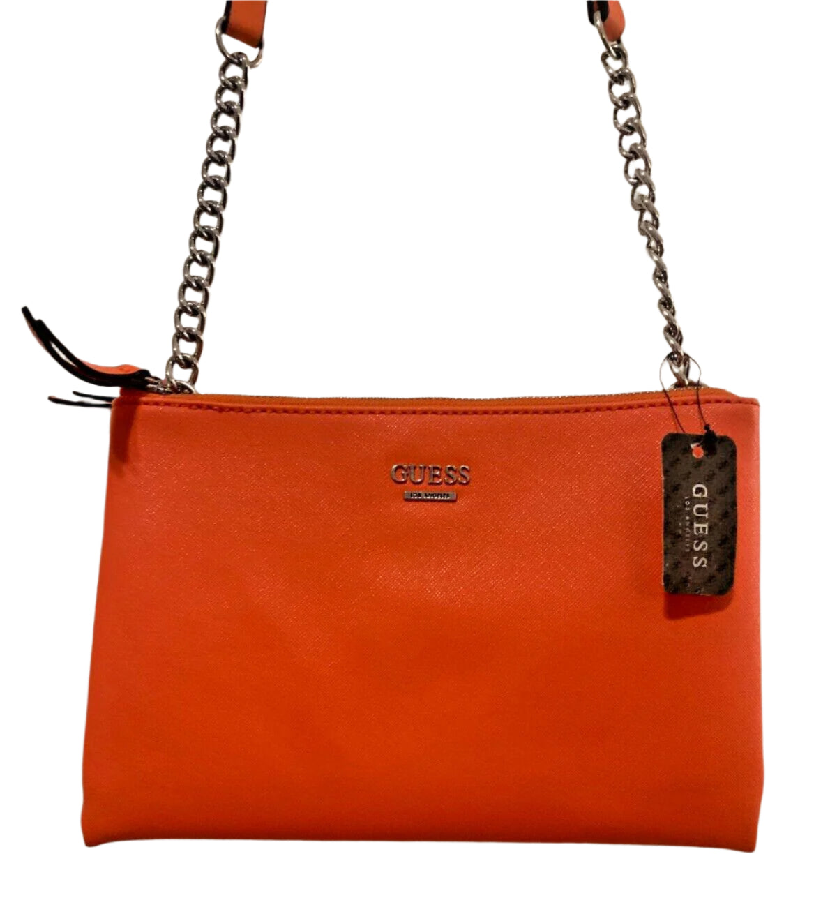 New w/ Tag Guess Womens Kalei Tangerine Mini Double Zip Crossbody Bag