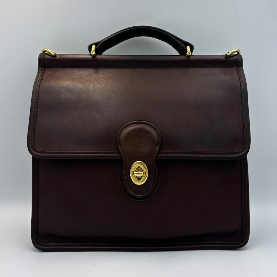 Vintage Coach Willis Bag | Style 9927 | Brown Leather Top Handle Satchel | Rare 1990s Legacy Crossbody Purse