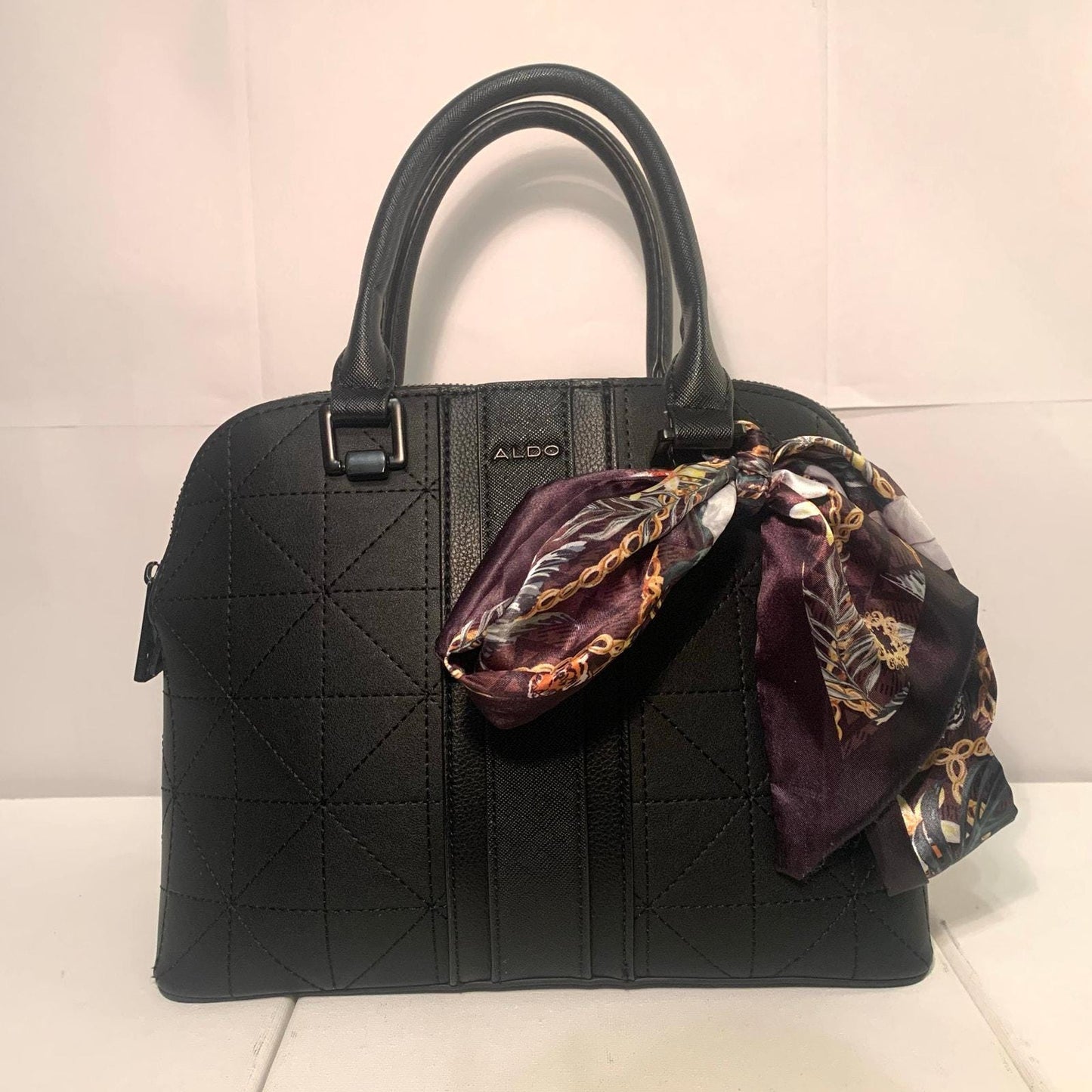 Aldo Top Handle Black Bag with Satin Bow