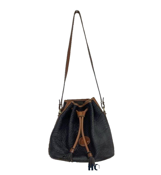 VINTAGE DOONEY & BOURKE Black Pebble Leather Drawstring Large Purse