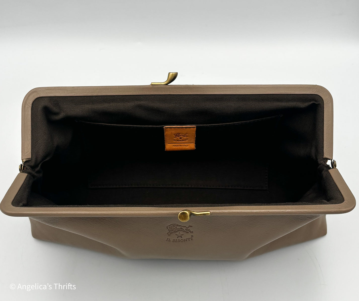Il Bisonte Grey Leather Manuela Clutch| Made in Italy NWT