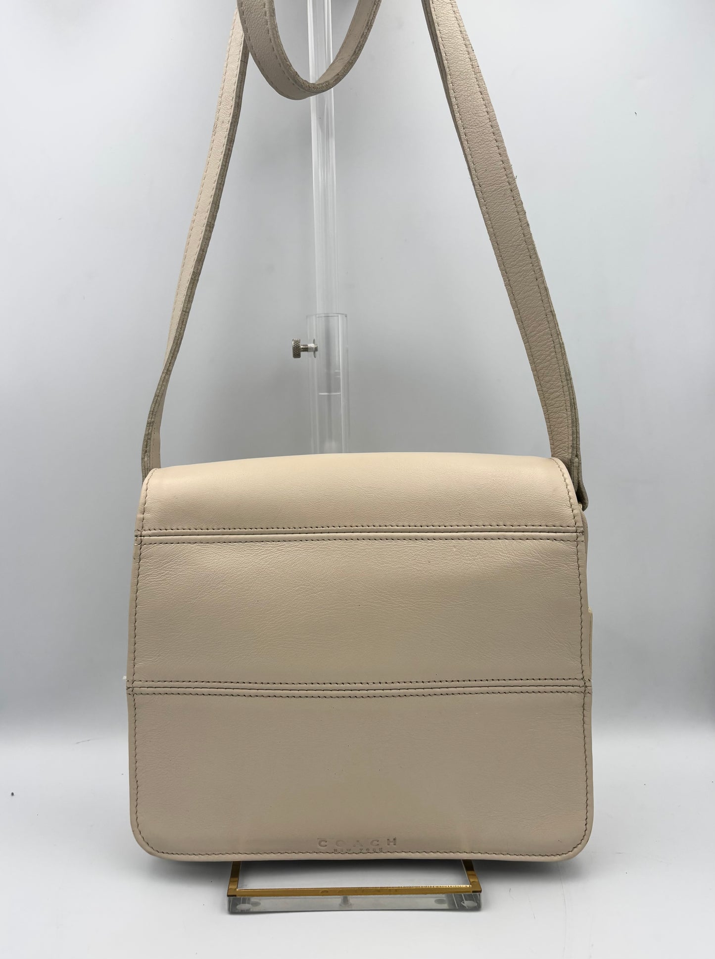 Coach Vintage Tribeca Flap Bag| 1990s Leather 9092 Cream/Bone Crossbody