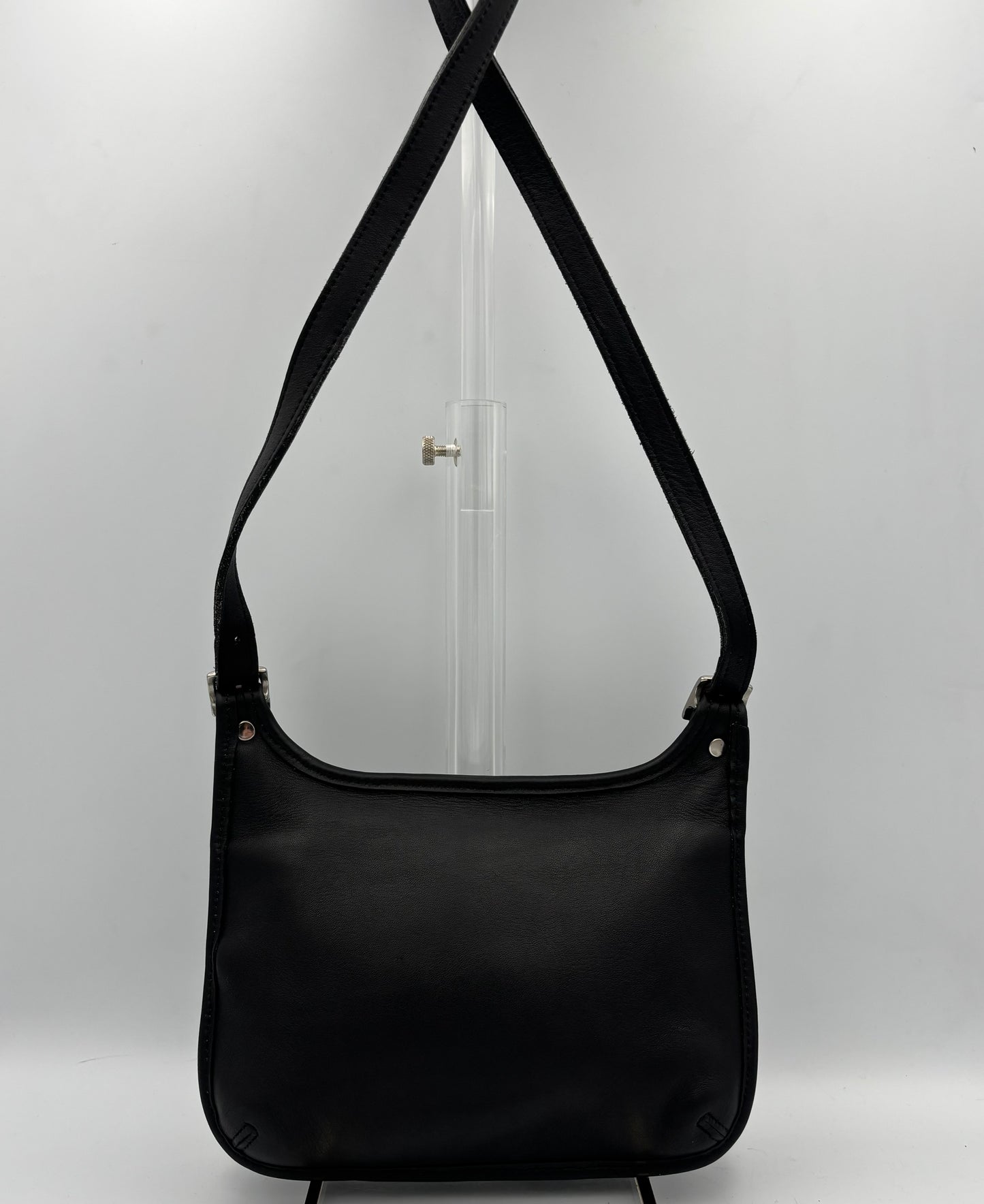 Vintage Coach Slim Hippie Bag | Style No. 9142 | Black Leather Crossbody | 1990s Shoulder Purse