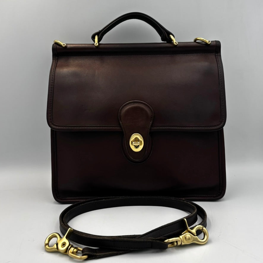 Vintage Coach Willis Bag | Style 9927 | Brown Leather Top Handle Satchel | Rare 1990s Legacy Crossbody Purse