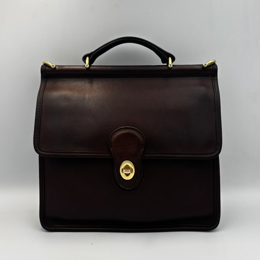 Vintage Coach Willis Bag | Style 9927 | Brown Leather Top Handle Satchel | Rare 1990s Legacy Crossbody Purse