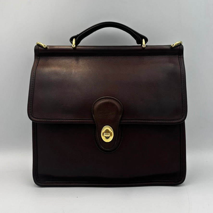 Vintage Coach Willis Bag | Style 9927 | Brown Leather Top Handle Satchel | Rare 1990s Legacy Crossbody Purse