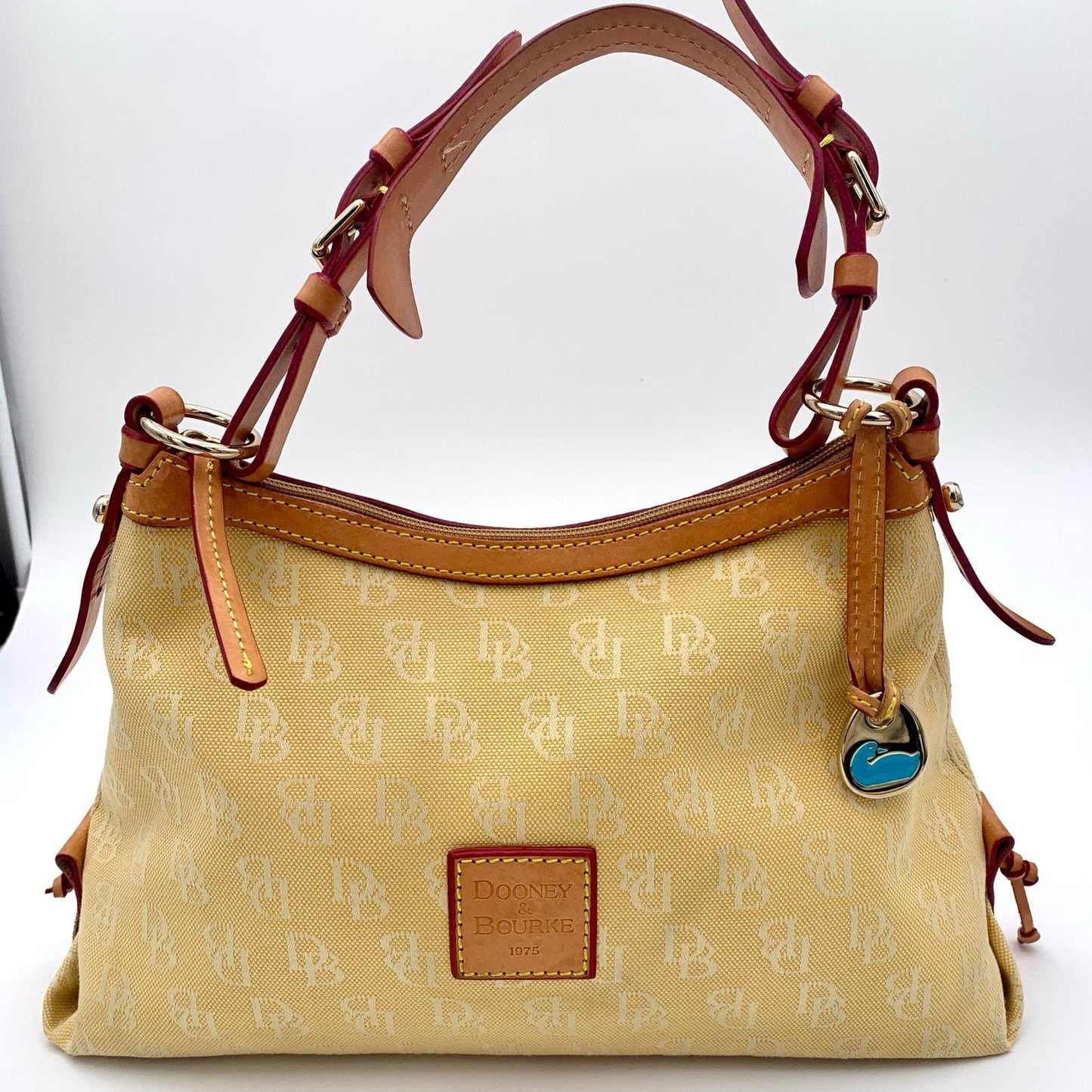 Certified Authentic Dooney & Bourke Yellow Cotton Monogram Shoulder Bag