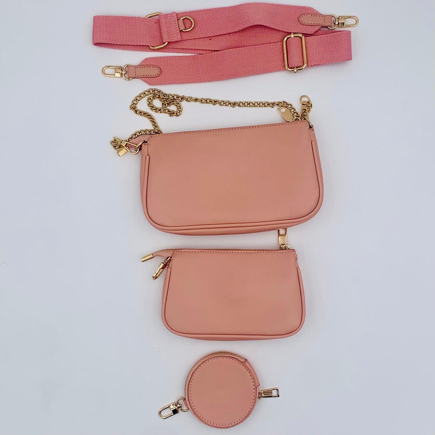 NEW 3 in 1 Small Pink Crossbody Purse Set w/ Wallet & Coin-purse