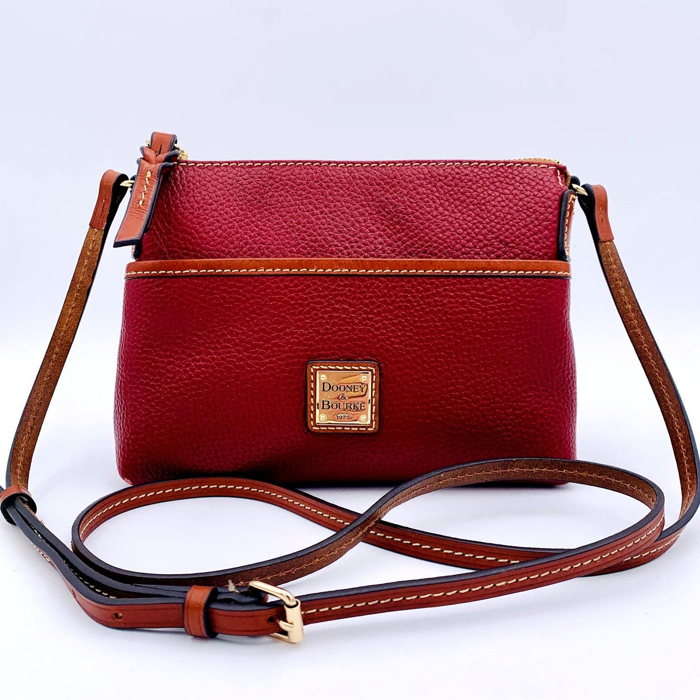 Certified Authentic Dooney & Bourke Burgundy Katie Pebble Grain Leather Crossbody Bag