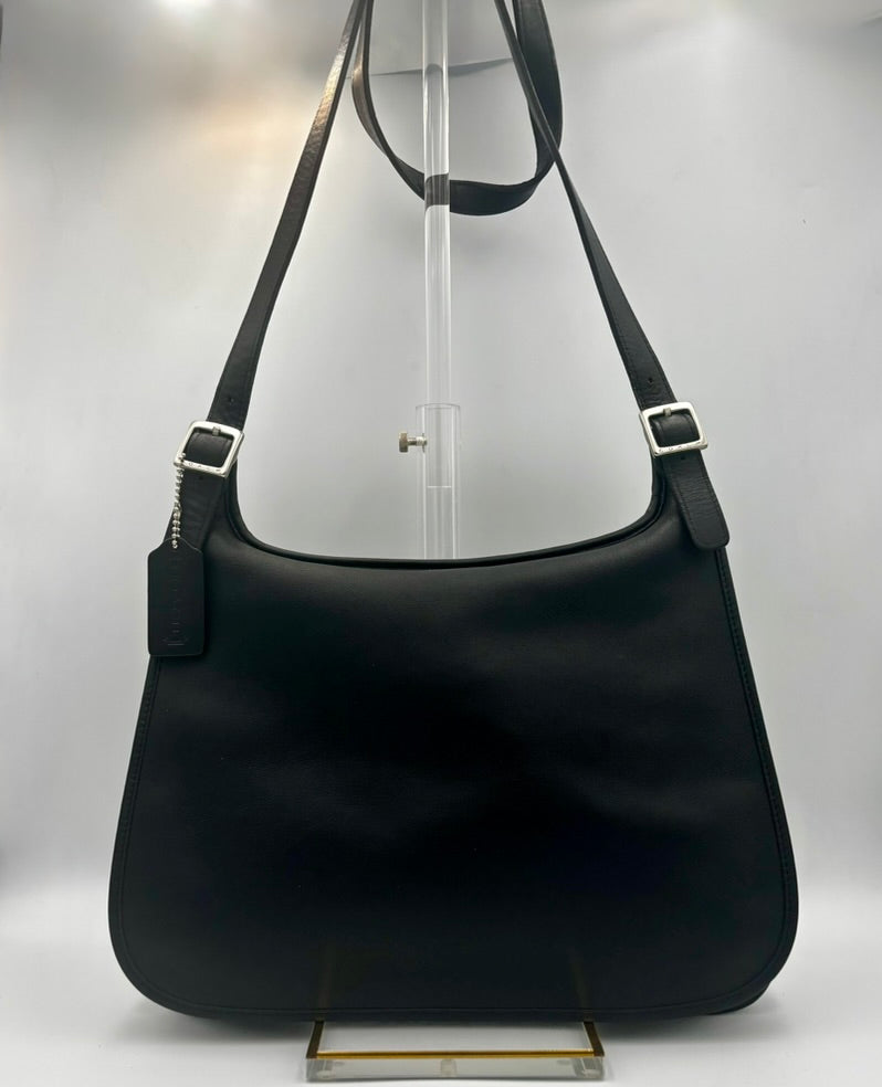 Vintage Coach 9134 Slim Hippie Flap Bag | Black Glove Tanned Leather Shoulder Purse | 1999 Costa Rica