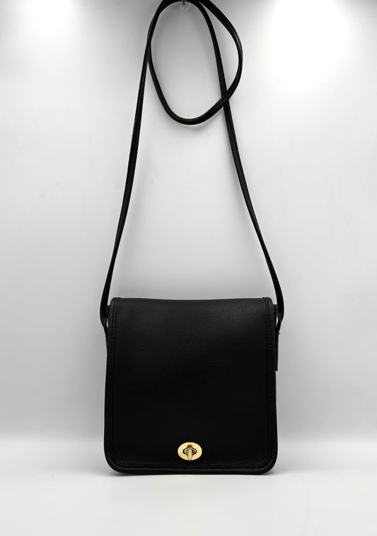Coach 9620 Black Leather Compact Pouch | Vintage 90s Crossbody Bag | Made in USA | Minimalist Purse