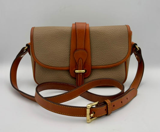 Vintage Dooney & Bourke Equestrian Tack Taupe & Tan Crossbody Saddle Bag