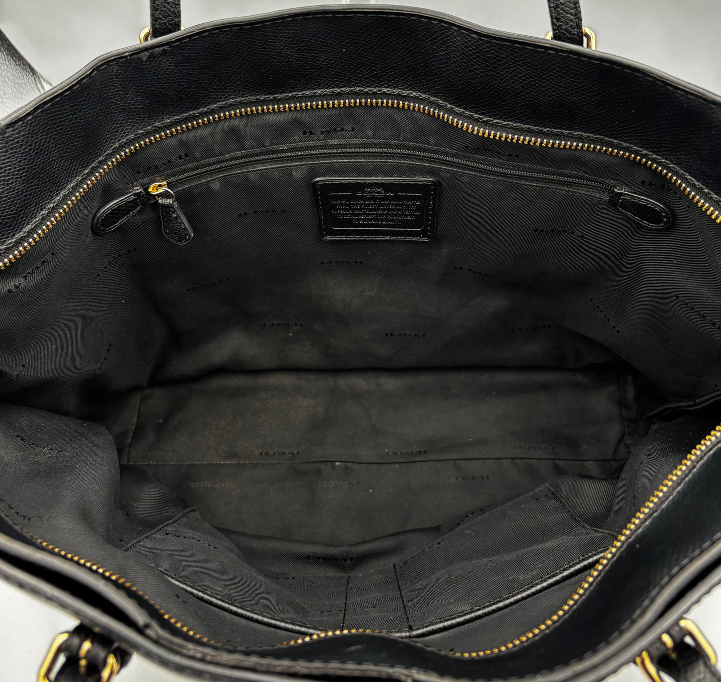Coach black pebbled leather large tote bag