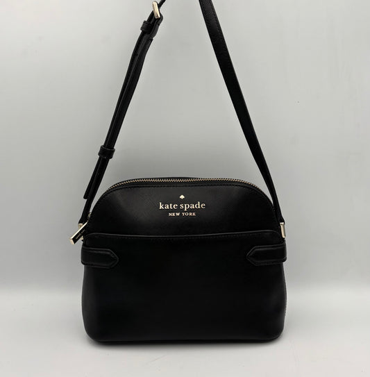 Kate Spade Staci Black Domed Crossbody Bag | Saffiano Leather Camera Purse | Minimalist Shoulder Bag | Everyday Gift for Her