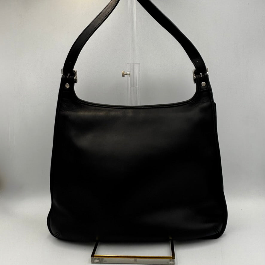 Vintage Coach 9134 Slim Hippie Flap Bag | Black Glove Tanned Leather Shoulder Purse | 1999 Costa Rica