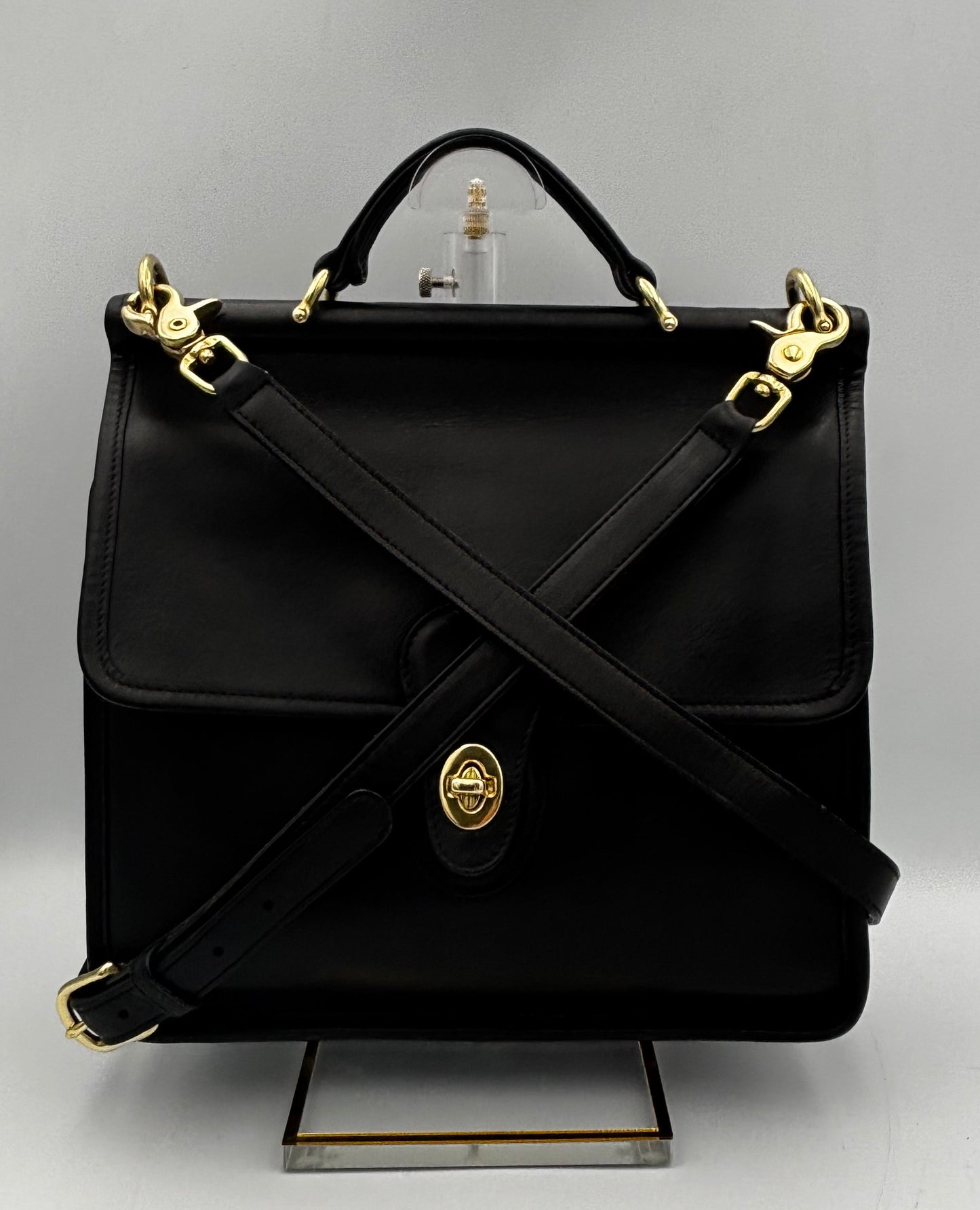 Vintage Coach Willis Bag | Style 9927 | Black Leather Top Handle Satchel | Rare 1990s Legacy Crossbody Purse